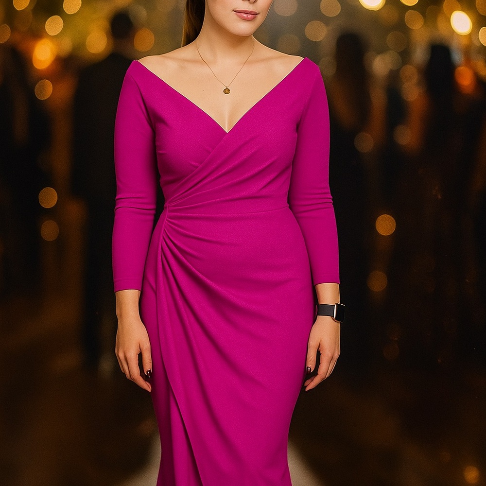 Chiara Boni Fuchsia Long Gown Dress